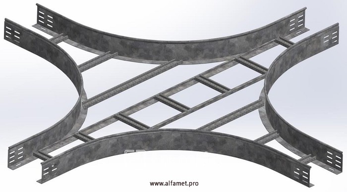 Крестообразный разветвитель R=600 мм (для лестничного лотка АМЛЛ 200х50х3000)