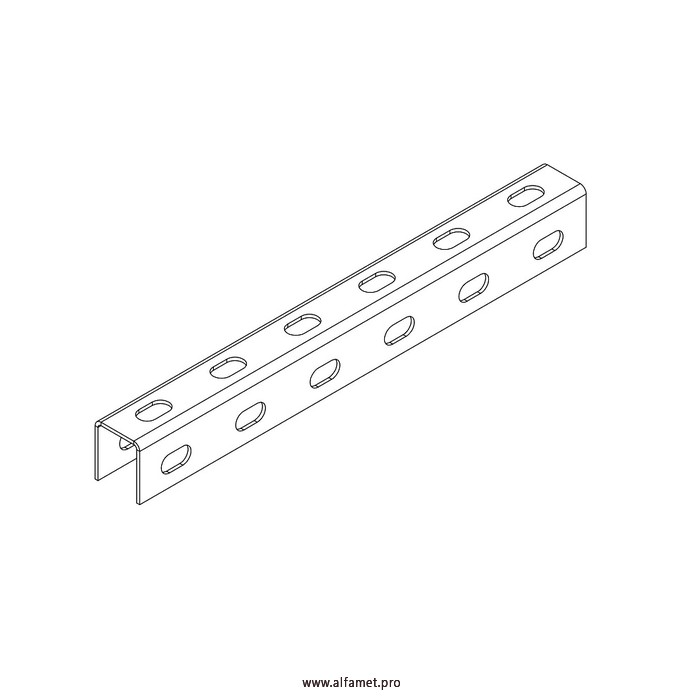 Профиль монтажный U-образный перфорированный 30х35х3000 (2 мм)