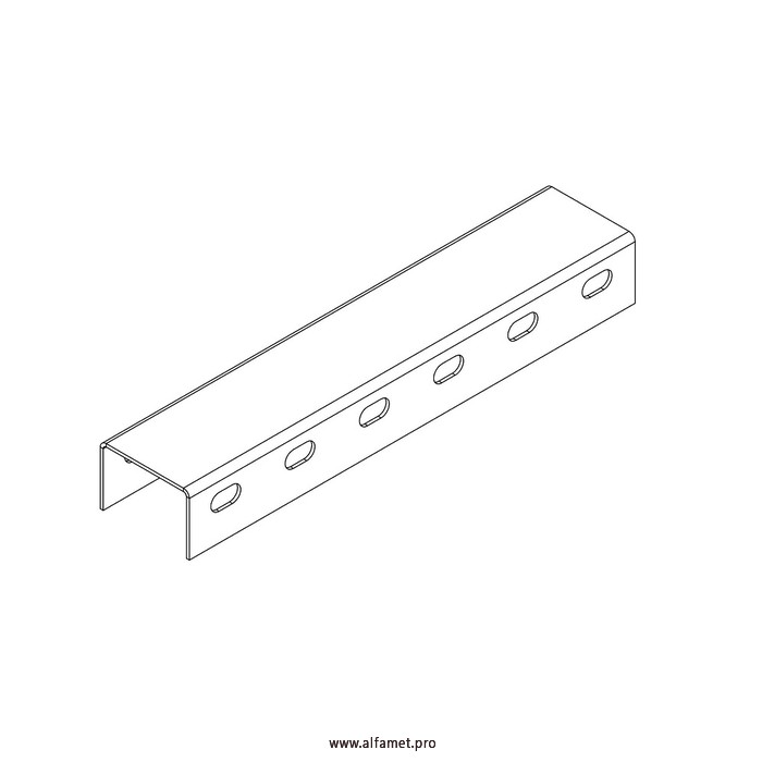 Профиль монтажный U-образный с боковой перфорацией 70х40х3000 (2,5 мм)