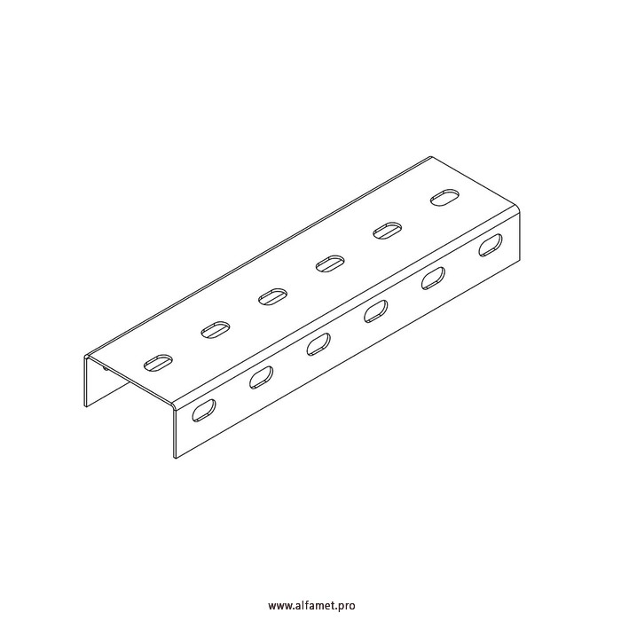 Профиль монтажный U-образный перфорированный 70х40х3000 (2 мм)